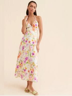 Favorite Daughter The Halting Traffic Halter A-Line Dress Multi Floral Size 14